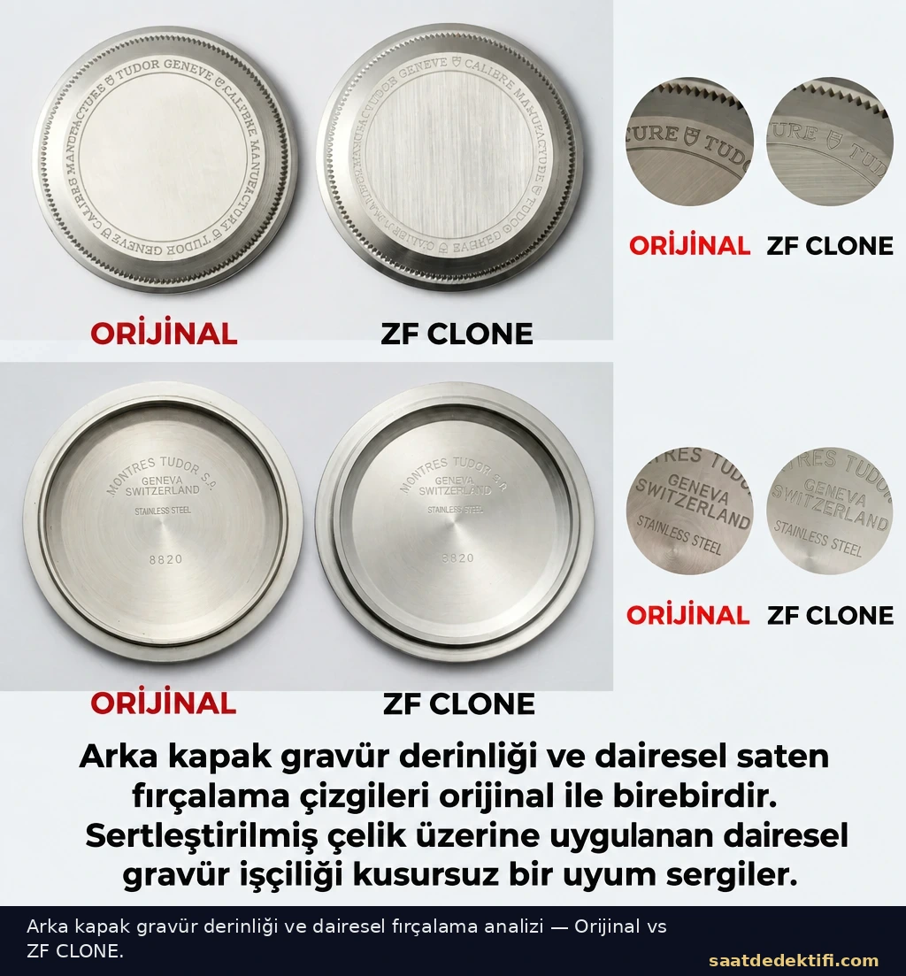 Arka kapak gravür derinliği ve dairesel fırçalama karşılaştırması