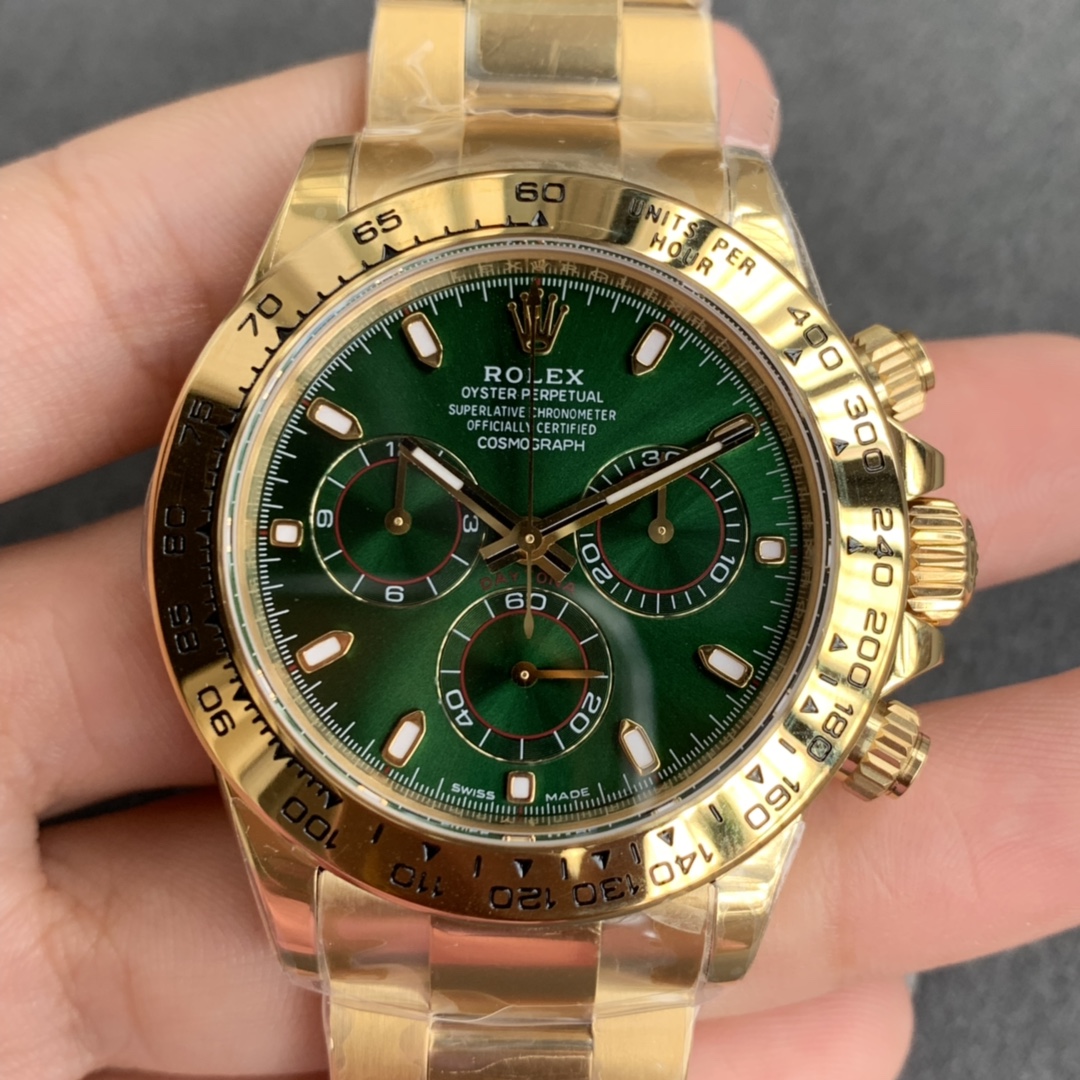 Noob Rolex Daytona Sarı Altın Yeşil Kadran