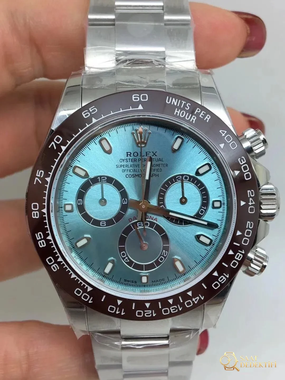 Noob Replica Rolex Daytona Ice Blue Brown Ceramic Bezel