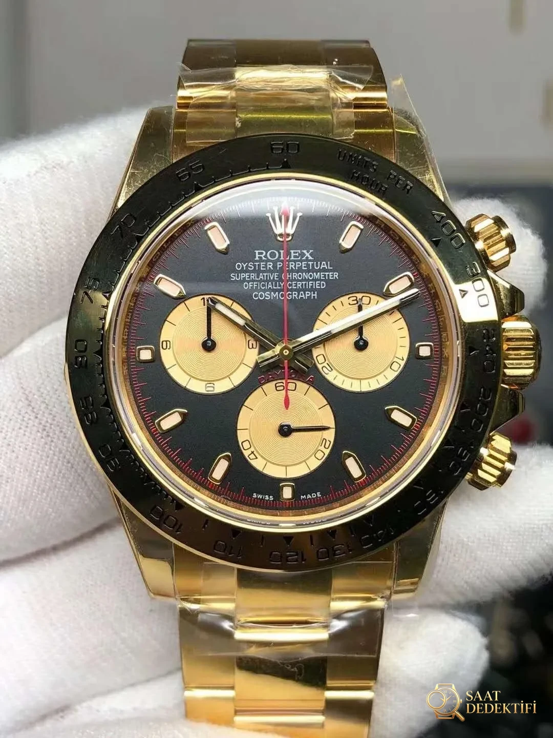 Noob sarı altın Daytona güzel görünüyor - Kadran Detayı ve Bezel İşçiliği