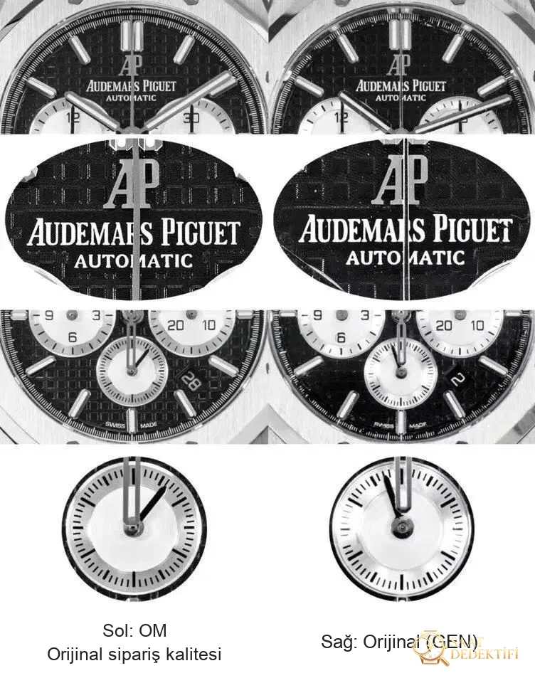 OM Factory Audemars Piguet Royal Oak Offshore Chronograph 26331ST replika saat: gerçek-replika karşılaştırması ve orijinal inceleme - Mekanizma Zemberek ve Balans Detayı