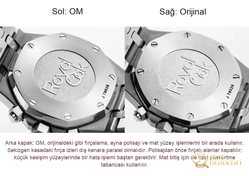 OM Factory Audemars Piguet Royal Oak Offshore Chronograph 26331ST replika saat: gerçek-replika karşılaştırması ve orijinal inceleme - Kasa Çeliği ve Polisaj Kalitesi