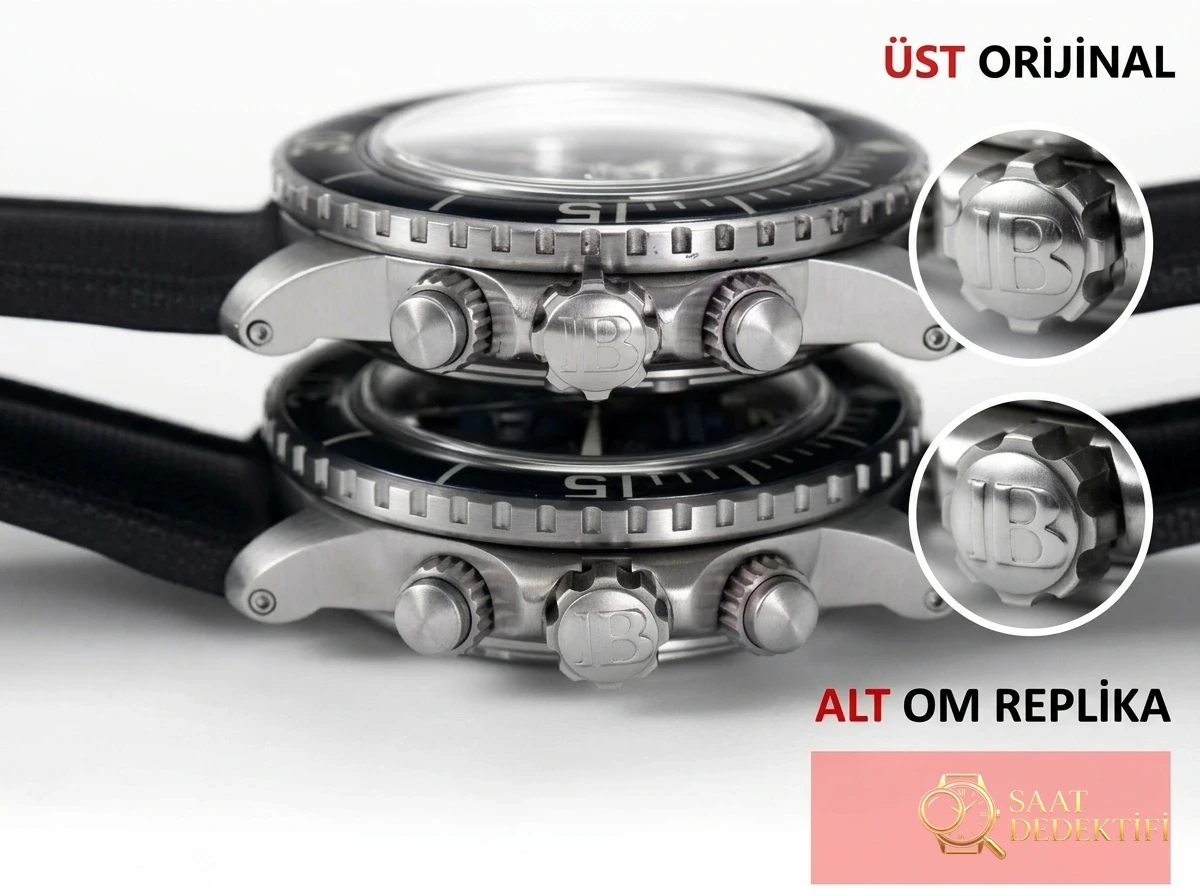 OM Factory Blancpain Fifty Fathoms 50 Fathoms kronograf serisi kol saati - dalış saatlerinin atası, gerçek-replika karşılaştırmalı inceleme - Klips Kilidi ve Lazer Damgalar