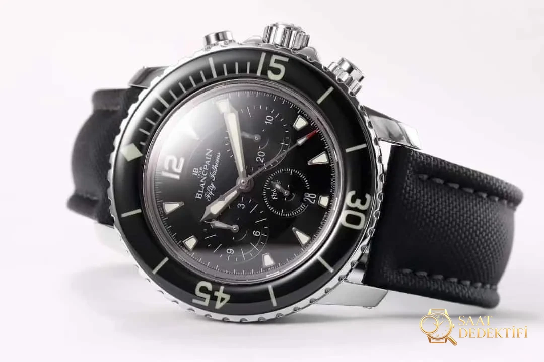 OM Factory Blancpain Fifty Fathoms 50 Fathoms kronograf serisi kol saati - dalış saatlerinin atası, gerçek-replika karşılaştırmalı inceleme - Kordon Dokusu ve Dikiş Detayları