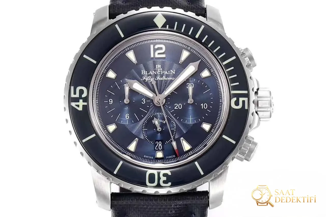 OM Factory Blancpain Fifty Fathoms 50 Fathoms kronograf serisi kol saati - dalış saatlerinin atası, gerçek-replika karşılaştırmalı inceleme - Makro Mekanizma Köprüleri ve Cenevre Çizgileri