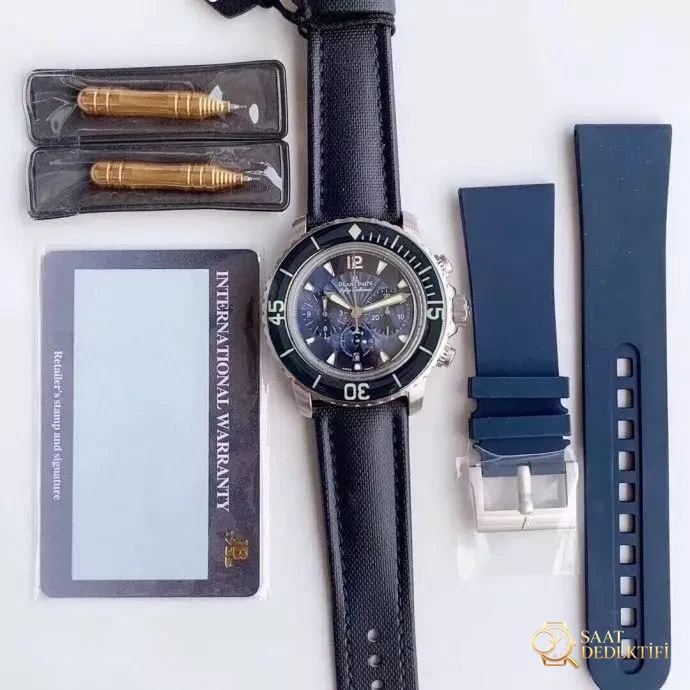 OM Factory Blancpain Fifty Fathoms 5085F çok fonksiyonlu dalış saati - orijinal karşılaştırmalı inceleme - Kadran Detayı ve Bezel İşçiliği
