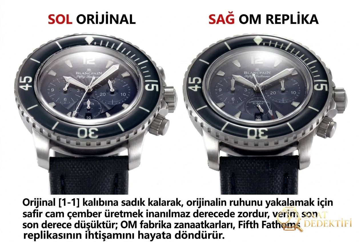 OM Factory Blancpain Fifty Fathoms 5085F çok fonksiyonlu dalış saati - orijinal karşılaştırmalı inceleme - Kasa Çeliği ve Polisaj Kalitesi