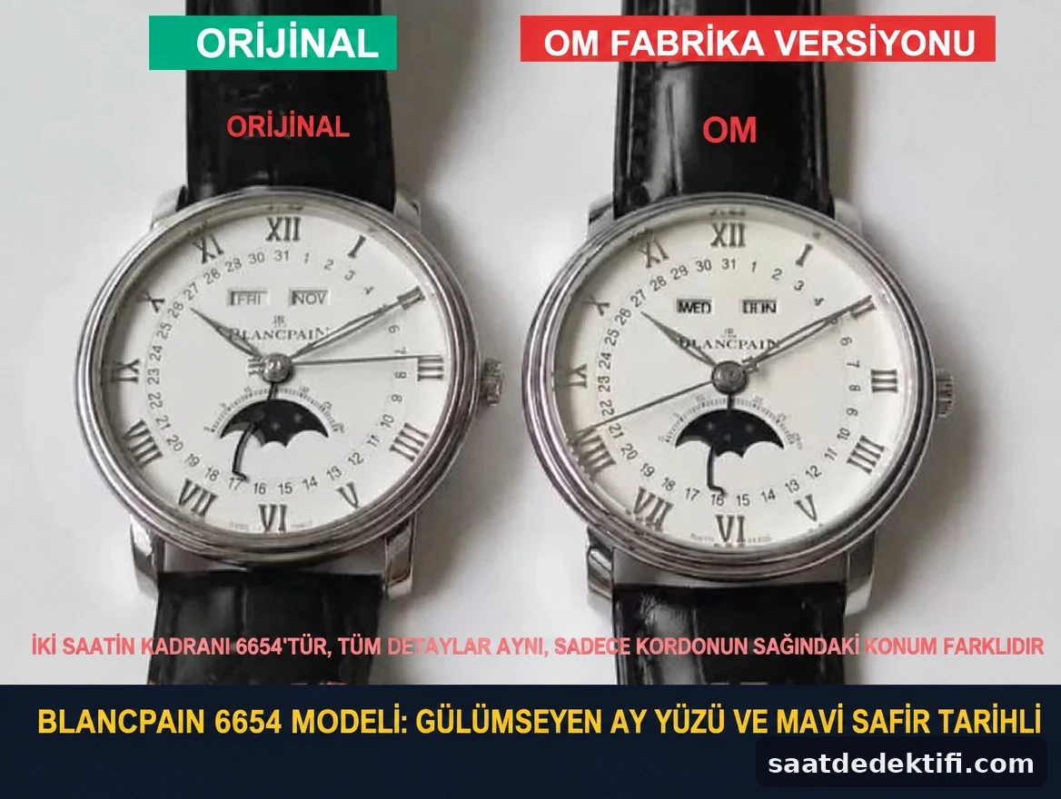 Orijinal Blancpain Villeret 6654 ile OM Factory super clone kadran ve ön yüz karşılaştırması