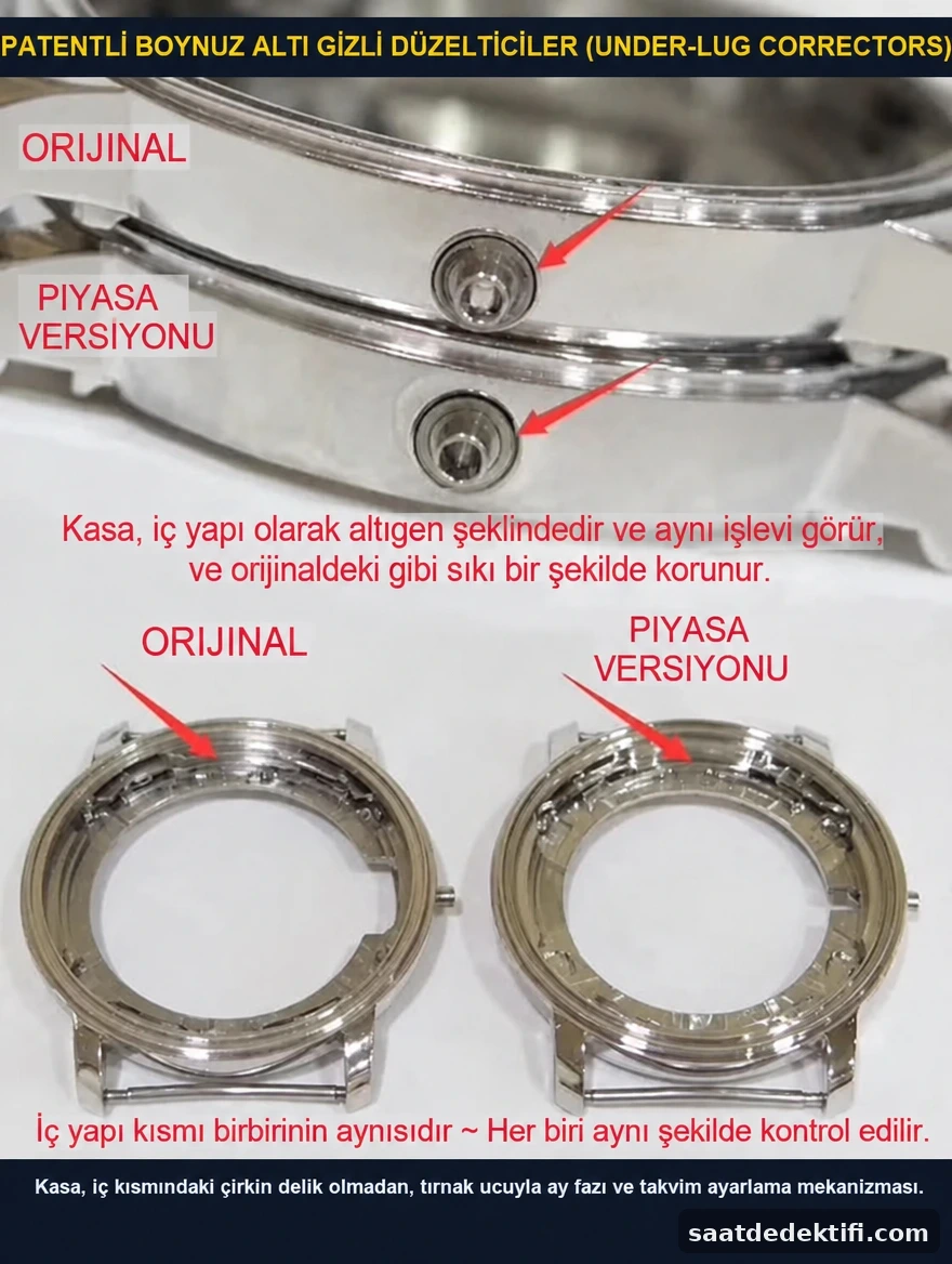 OM Factory Blancpain Villeret 6654 boynuz altına entegre gizli takvim düzelticileri