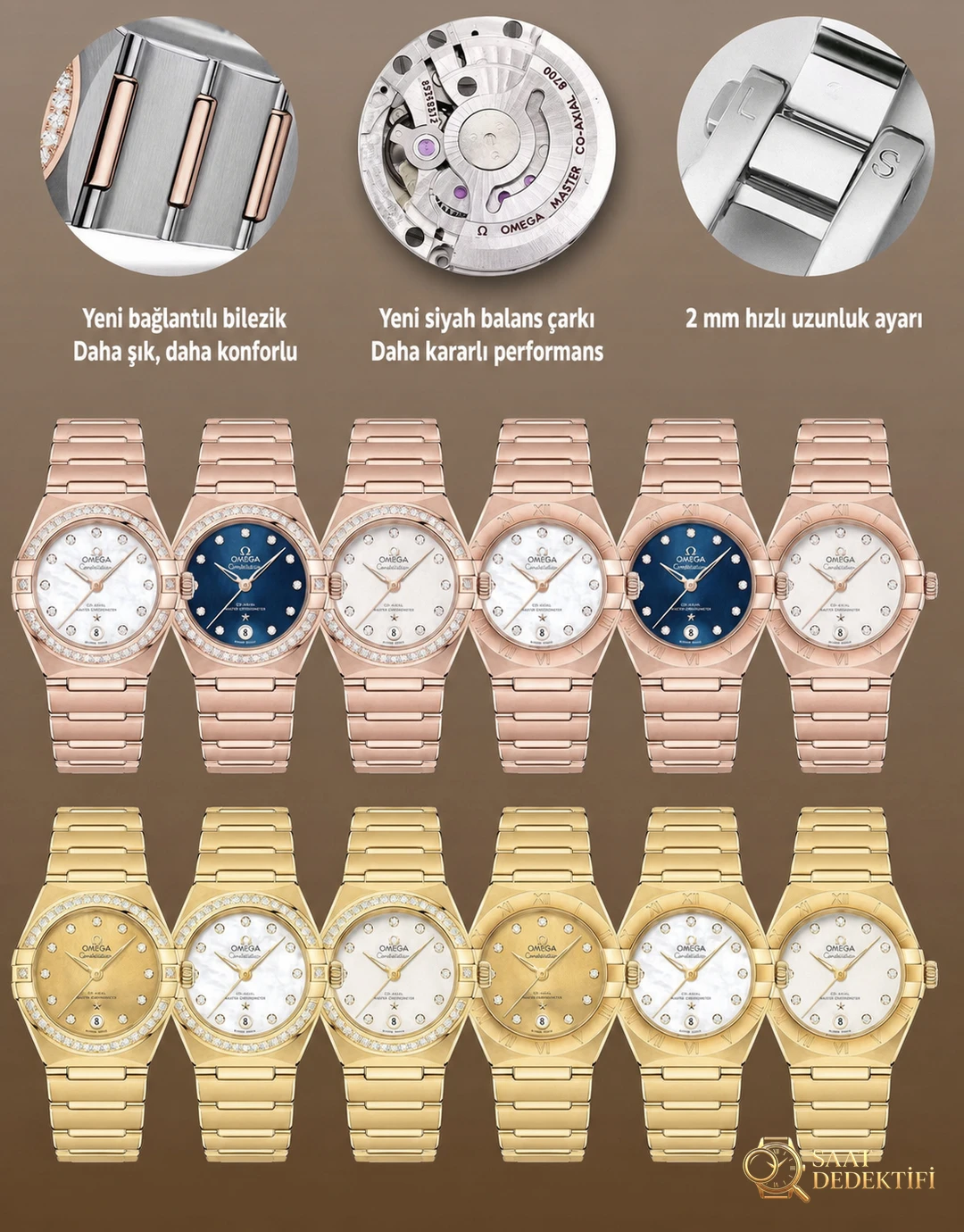 OM Factory Omega Constellation 29 MM kadın kol saati serisi V6 versiyonu 2023 - kesinlikle tavsiye - Kadran Detayı ve Bezel İşçiliği