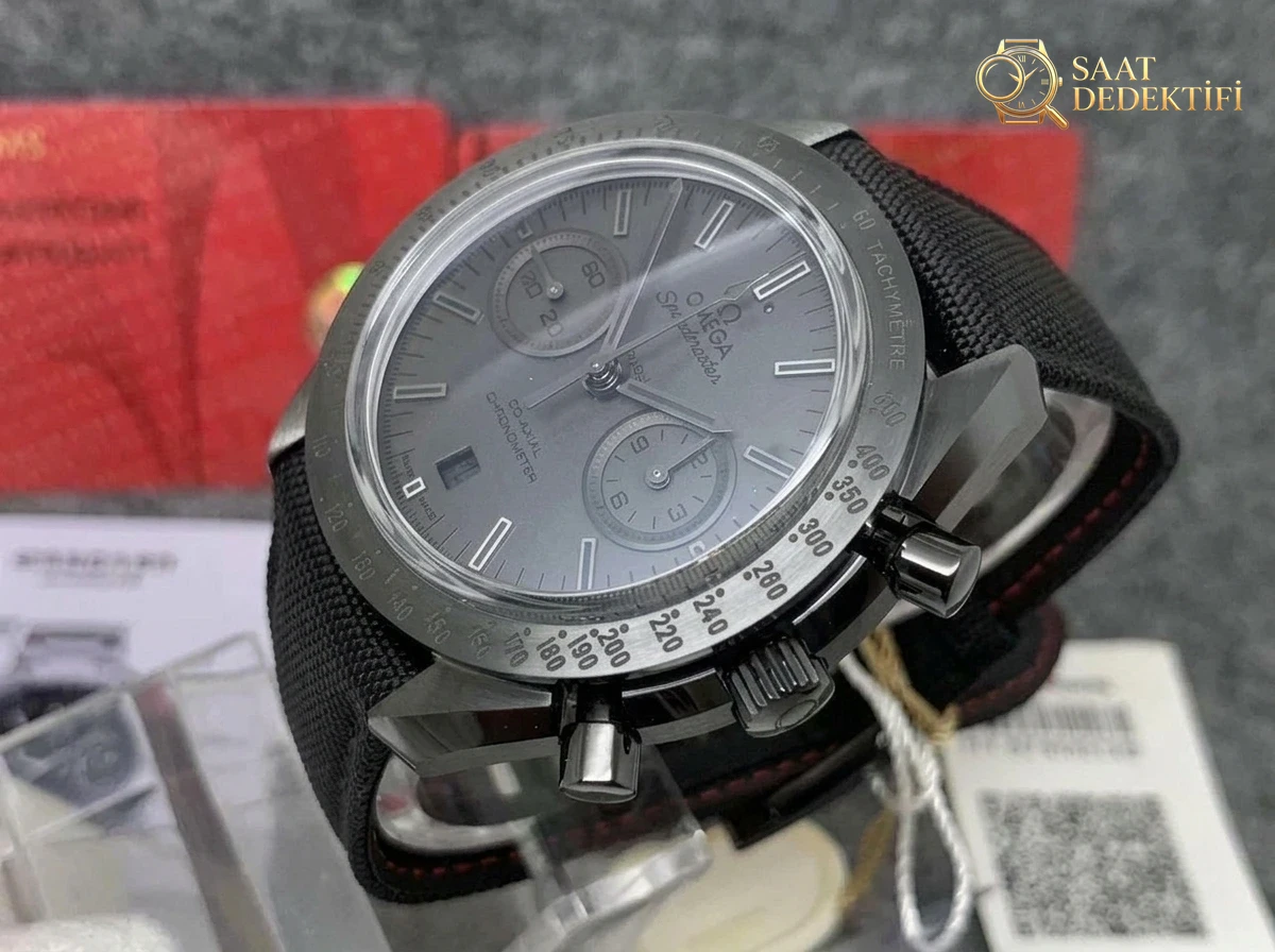 OM Factory Replica Omega Speedmaster Dark Side of the Moon “Black” Clone 9300 Mekanizmalı - Kasa Profili ve Kurma Kolu İncelemesi