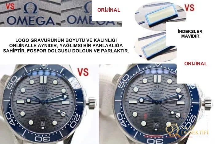 Omega Seamaster 210.30.42.20.06.001 saatinin VS versiyonu ile orijinal (orijinal) karşılaştırması. - Makro Kadran ve İndeks İşçiliği