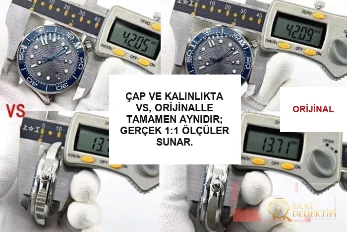 Omega Seamaster 210.30.42.20.06.001 saatinin VS versiyonu ile orijinal (orijinal) karşılaştırması. - Klips Kilidi ve Lazer Damgalar