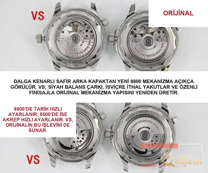 Omega Seamaster 210.30.42.20.06.001 saatinin VS versiyonu ile orijinal (orijinal) karşılaştırması. - Fosfor ve Super-LumiNova Gece Görünümü
