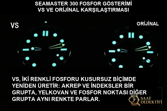 Omega Seamaster 210.30.42.20.06.001 saatinin VS versiyonu ile orijinal (orijinal) karşılaştırması. - Mekanizma Zemberek ve Balans Detayı