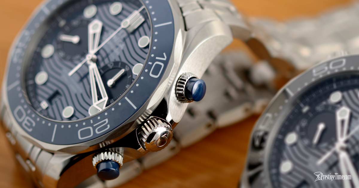 Omega Seamaster Diver 300m Kronograf Kurma Kolu ve itme butonları
