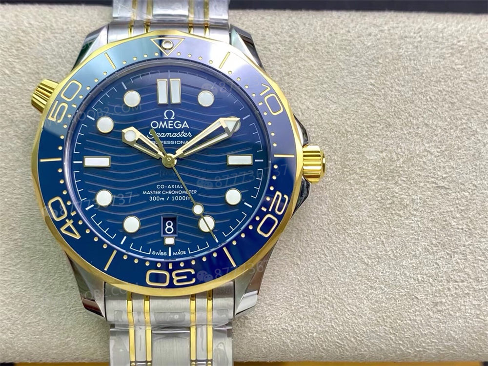 OR Factory Omega Seamaster 300 iki renkli altın-çelik mavi kadran 8800 tek parça mekanizma — 2. fotoğraf