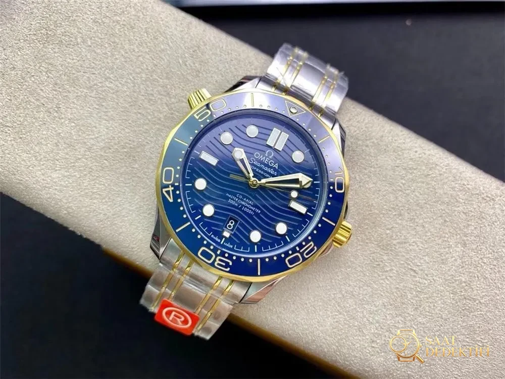 OR Factory Omega Seamaster 300 iki renkli altın-çelik mavi kadran 8800 tek parça mekanizma - Bilezik, Toka ve Klips Mekanizması