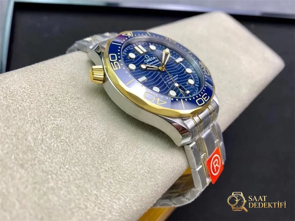 OR Factory Omega Seamaster 300 iki renkli altın-çelik mavi kadran 8800 tek parça mekanizma - Klips Kilidi ve Lazer Damgalar
