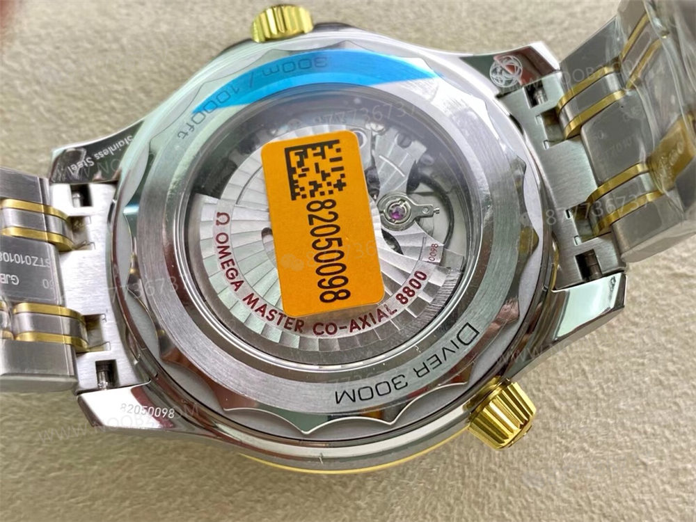 OR Factory Omega Seamaster 300 iki renkli altın-çelik mavi kadran 8800 tek parça mekanizma — 9. fotoğraf