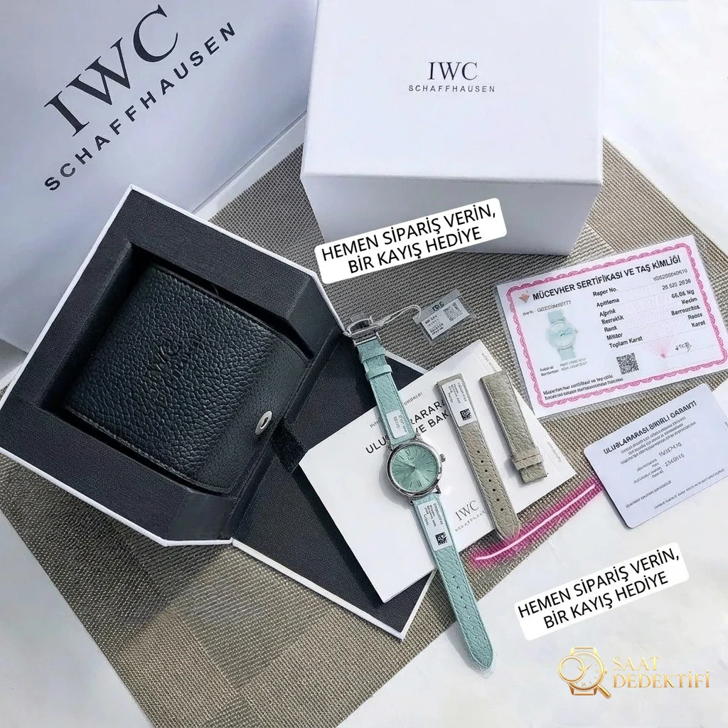 orijinal kalıp Fabrikası Replika IWC IW357416 Portofino Eileen Gu İmza Modeli Kadın Saati - Fosfor ve Super-LumiNova Gece Görünümü