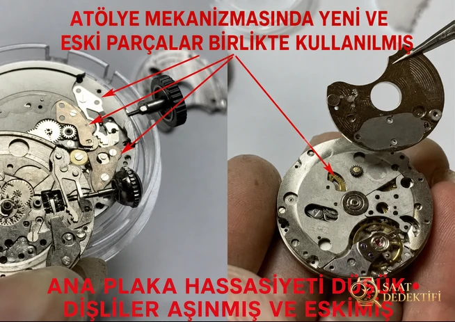 Panerai 441: Nanning mekanizmasından dönüştürülmüş tek kullanımlık mekanizma almamaya dikkat edin - Mekanizma Zemberek ve Balans Detayı
