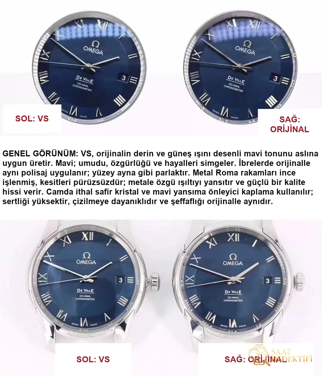 Parlak mavinin ardından bir yeni çalışma daha: VS Factory Omega mavi kadranlı De Ville 41 mm 8500 co-axial mekanizma orijinal karşılaştırmalı incelemesi - Bilezik, Toka ve Klips Mekanizması