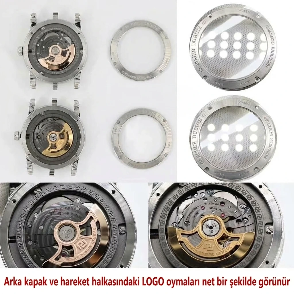 PF Factory Yeni Üretim Roger Dubuis EXCALIBUR (Excalibur Serisi) DBEX0535 Temel Seri Replika Saat Gerçek-Replika Karşılaştırması İncelemesi - Toka İçi Mikro Ayar Mekanizması