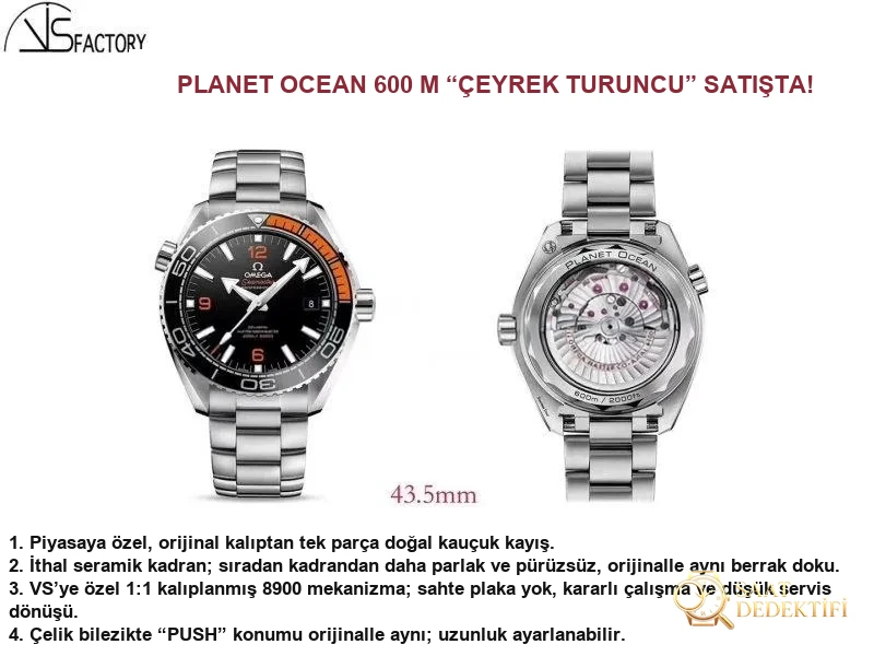 Planet Ocean 600M: VS Factory Omega Seamaster 600M çeyrek turuncu ve orijinal karşılaştırmalı inceleme - Kadran Detayı ve Bezel İşçiliği
