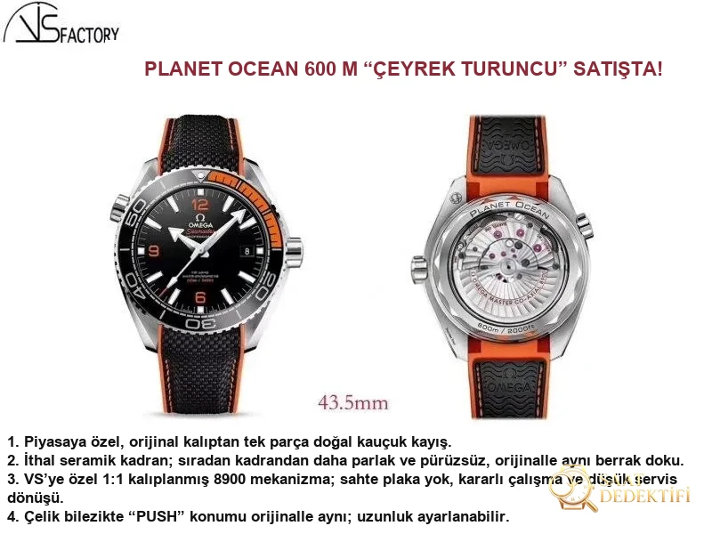 Planet Ocean 600M: VS Factory Omega Seamaster 600M çeyrek turuncu ve orijinal karşılaştırmalı inceleme - Kasa Profili ve Kurma Kolu İncelemesi