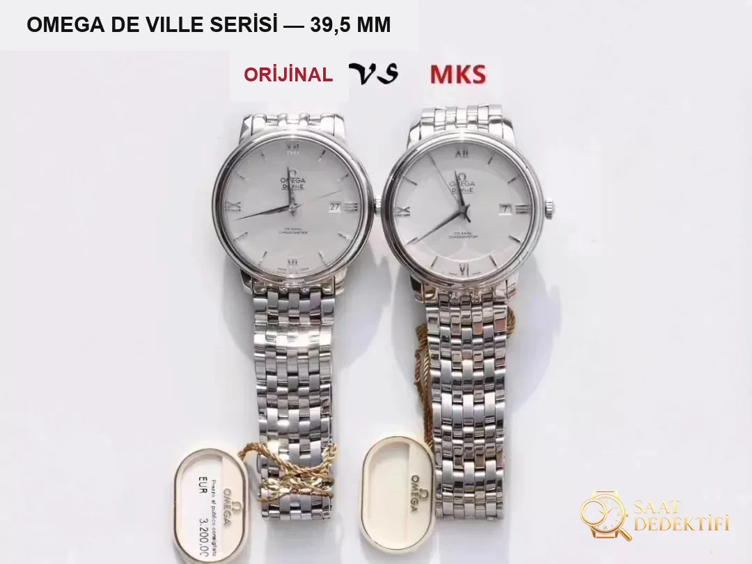 Popüler klasik saat MKS Factory Omega De Ville 39,5 mm orijinal karşılaştırmalı inceleme - Arka Kapak ve Mekanizma Detayı