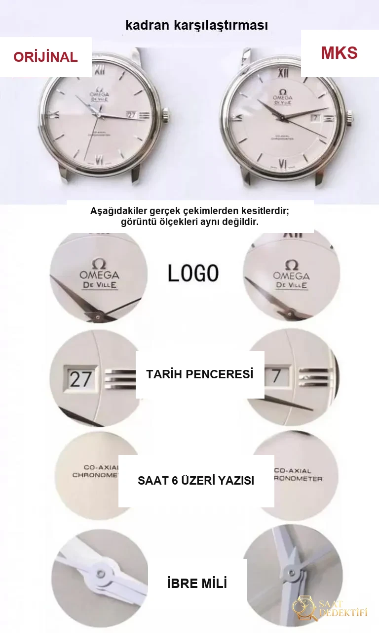 Popüler klasik saat MKS Factory Omega De Ville 39,5 mm orijinal karşılaştırmalı inceleme - Makro Kadran ve İndeks İşçiliği