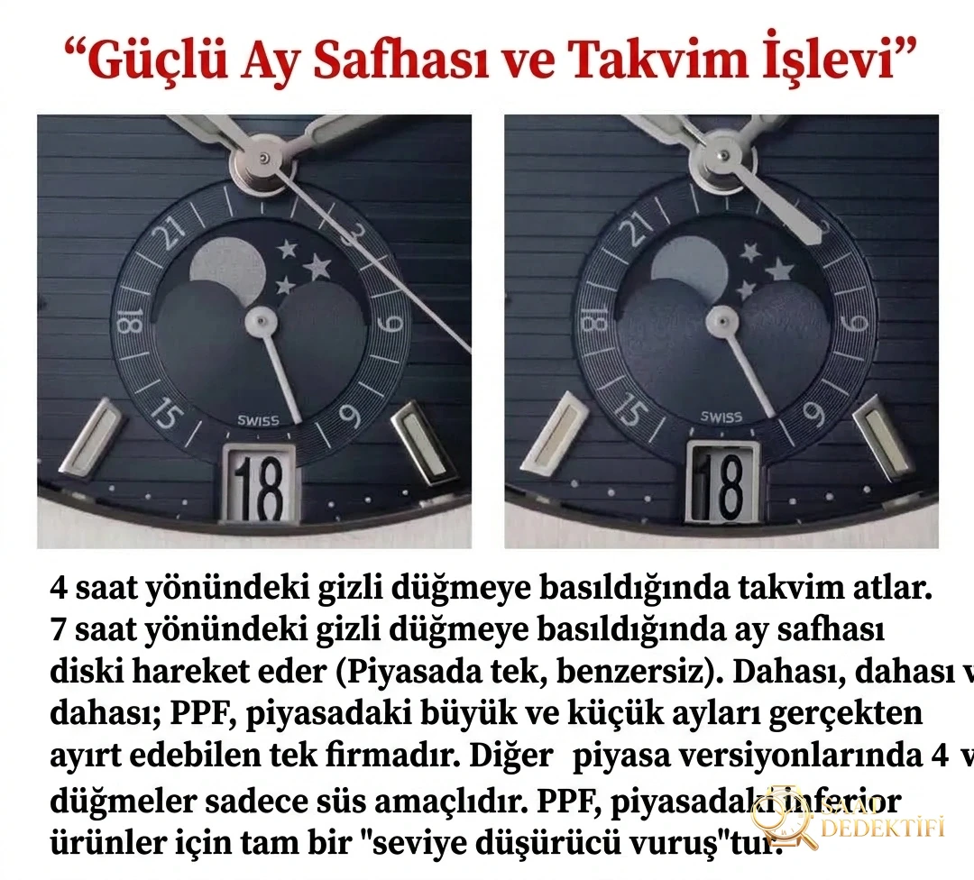 PPF Factory Patek Philippe 5726 Nautilus artık büyük ve küçük ayları ayırt edebiliyor mu? - Kasa Profili ve Kurma Kolu İncelemesi