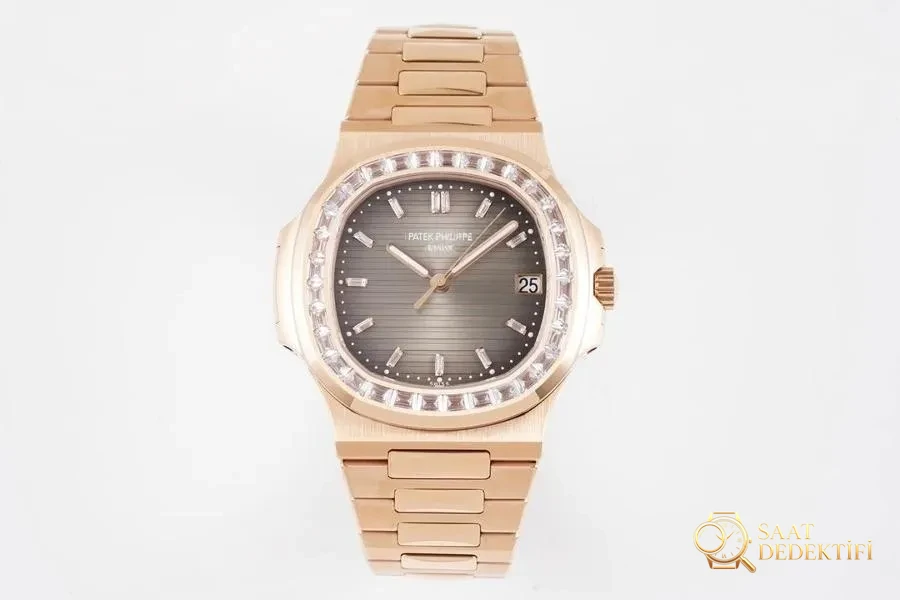 PPF Factory Patek Philippe Nautilus Sport Elegance Serisi 5711R-001 Roze Altın Elmas Taşlı İnceleme - Kadran Detayı ve Bezel İşçiliği