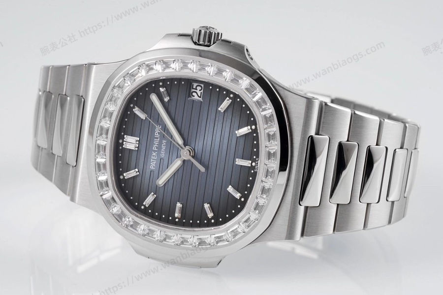 PPF Factory Patek Philippe Sport Elegance serisi 5711/1A 010 gri-mavi elmas kakmalı Nautilus kol saati incelemesi — 5. fotoğraf