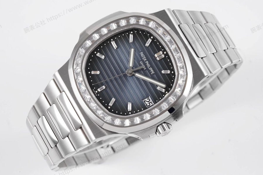 PPF Factory Patek Philippe Sport Elegance serisi 5711/1A 010 gri-mavi elmas kakmalı Nautilus kol saati incelemesi — 6. fotoğraf