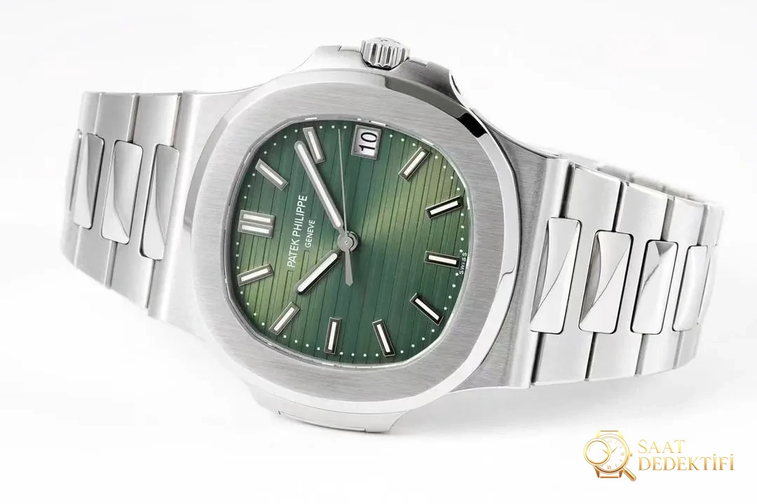 PPF Factory Patek Philippe zeytin yeşili kadranlı Nautilus 5711 - 330 mekanizmasına yükseltildi - Klips Kilidi ve Lazer Damgalar