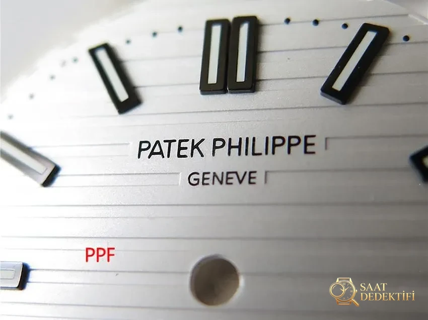 PPF Nautilus V4 versiyonu beyaz kadran deri kayış - Fosfor ve Super-LumiNova Gece Görünümü