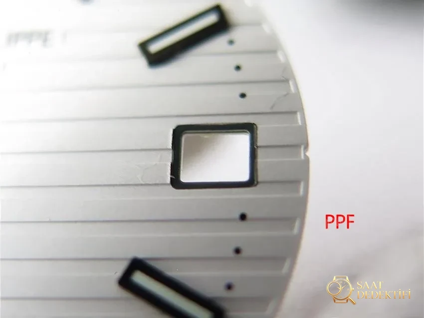 PPF Nautilus V4 versiyonu beyaz kadran deri kayış - Yan Profil ve Kordon Bağlantısı