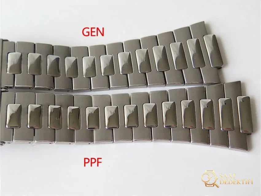 PPF Nautilus V4 versiyonu beyaz kadran deri kayış - Arka Safir Cam Altında Kalibre Detayı