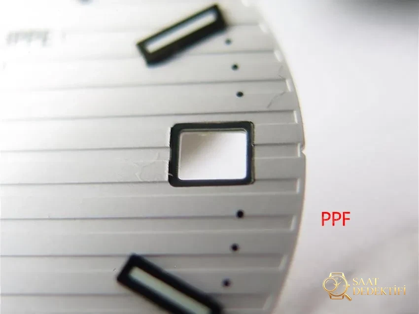 PPF Nautilus V4 versiyonu gri-mavi kadran, deri kayış - Yan Profil ve Kordon Bağlantısı