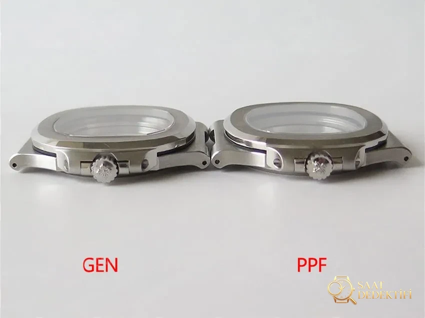 PPF Nautilus V4 versiyonu gri-mavi kadran, deri kayış - Tepe Kilit Mekanizması ve Conta Yapısı