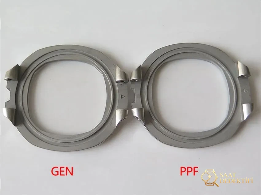 PPF Nautilus V4 versiyonu gri-mavi kadran, deri kayış - Kadran Güneş Işını (Sunburst) Efekti