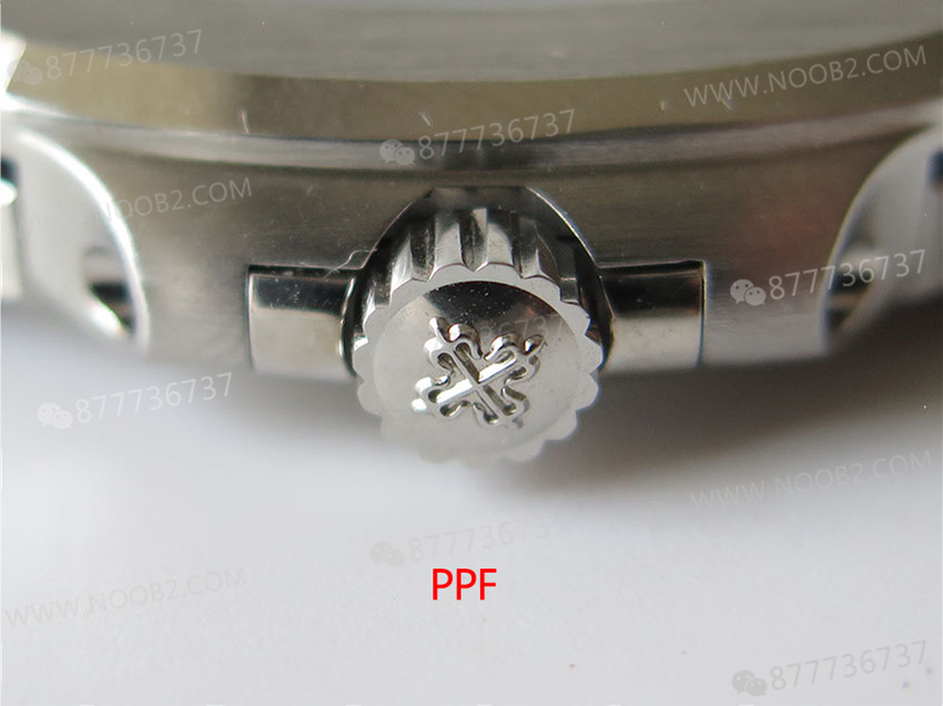 PPF Nautilus V4 versiyonu gri-mavi kadran, deri kayış — 35. fotoğraf