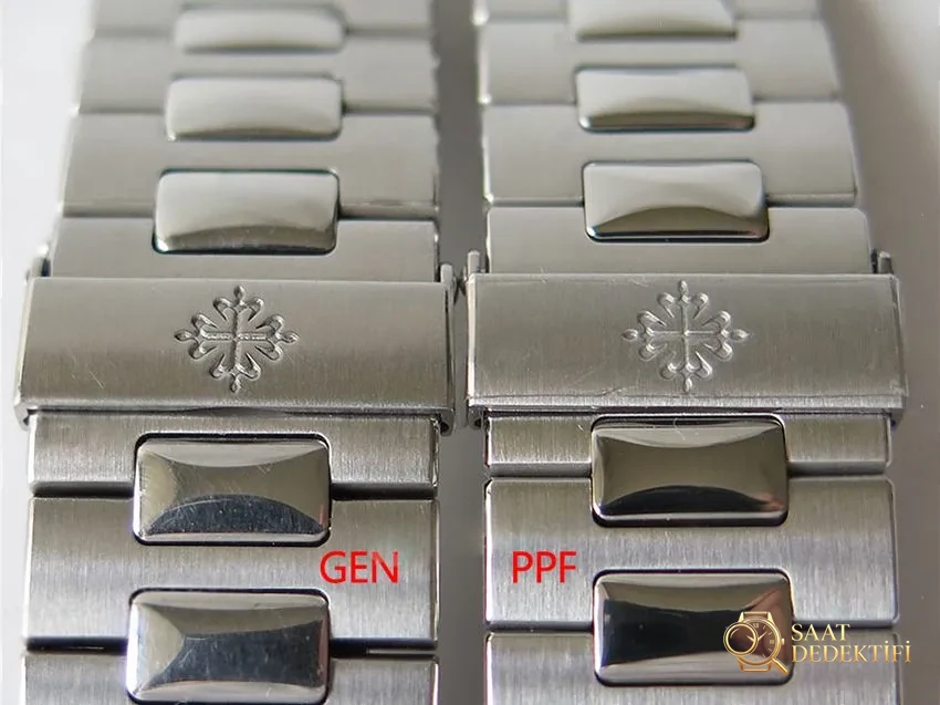 PPF Nautilus V4 versiyonu gri-mavi kadran, deri kayış - Kasa Köşe Kesimleri ve Pah Kırma Hatları