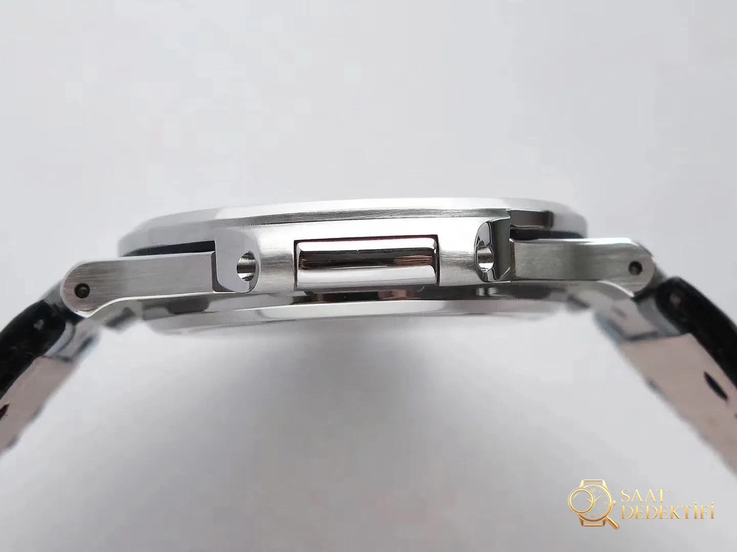 PPF Nautilus V4 versiyonu gri-mavi kadran, deri kayış - Deri Kordon Dikiş ve Kenar Boyası