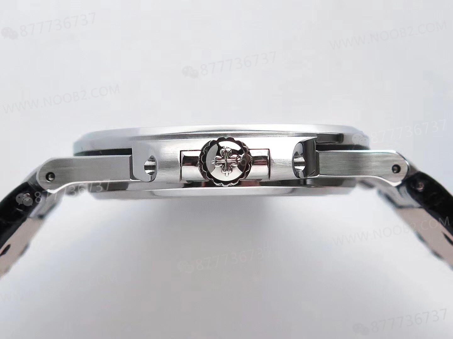 PPF Nautilus V4 versiyonu gri-mavi kadran, deri kayış — 46. fotoğraf