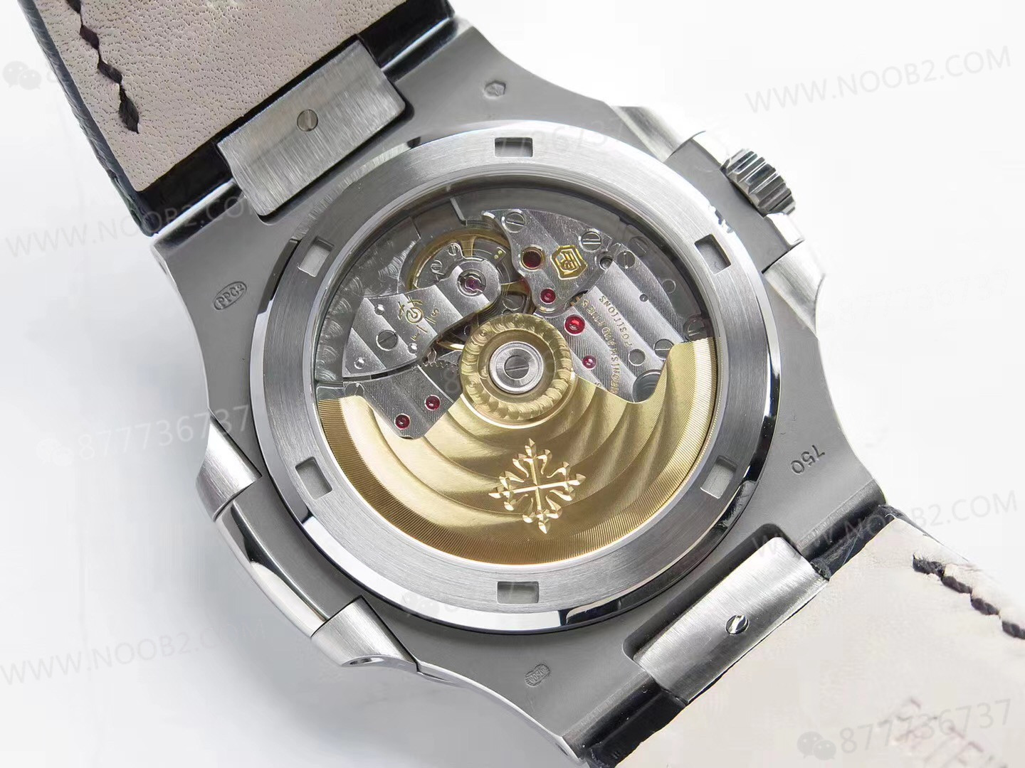 PPF Nautilus V4 versiyonu gri-mavi kadran, deri kayış — 49. fotoğraf