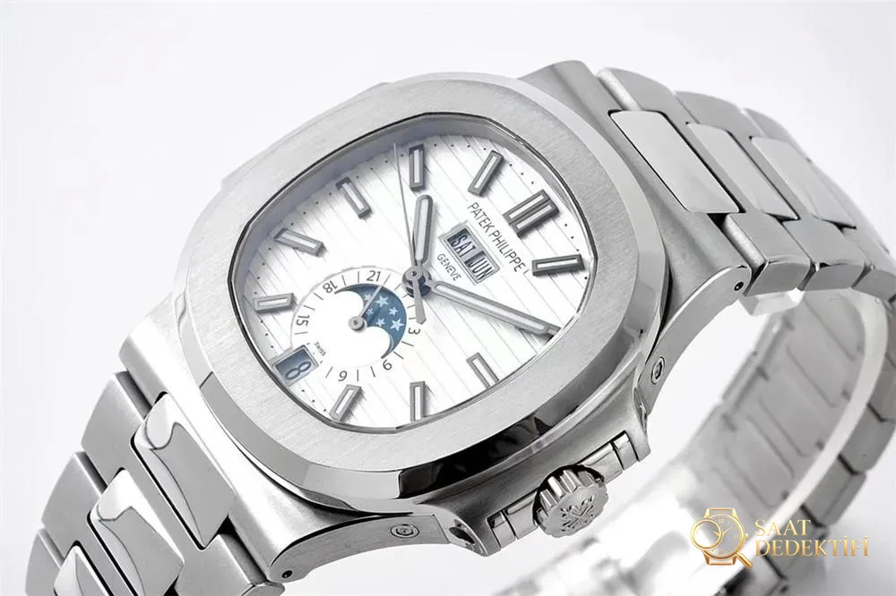 PPF Patek Philippe 5726 Nautilus yıllık takvim ay evreli replika saatin işçiliği nasıl? - Kasa Profili ve Kurma Kolu İncelemesi