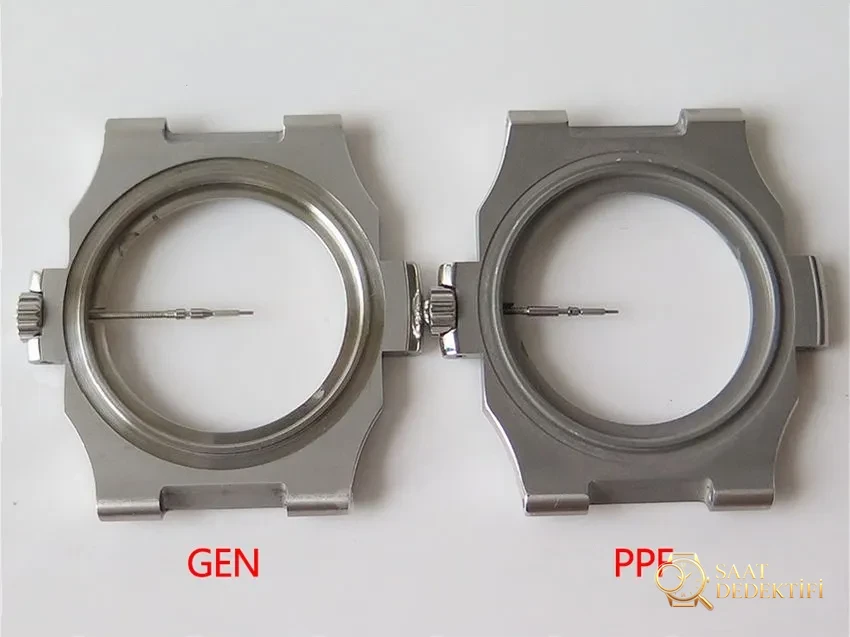 PPF Factory V3 Patek Philippe 5719/10G-010 Beyaz Altın Nautilus Yıldız Kaplı Kadran Kol Saati - Safir Kristal Cam Eğimi ve Yansıması